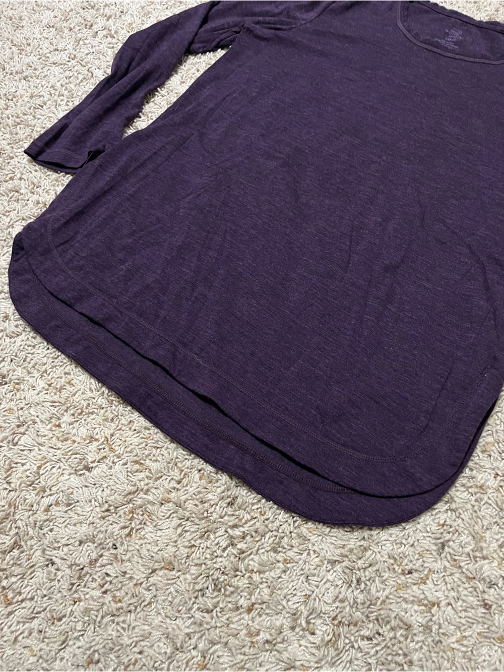 Woolx Hazel Merino Wool Blend Tunic Top Outdoor Purple Curved Hem Size Large - Picture 5 of 8